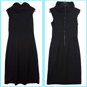 Zara Woman Black Dress Sleeveless Medium High Neck Exposed Zipper Midi 36” Long